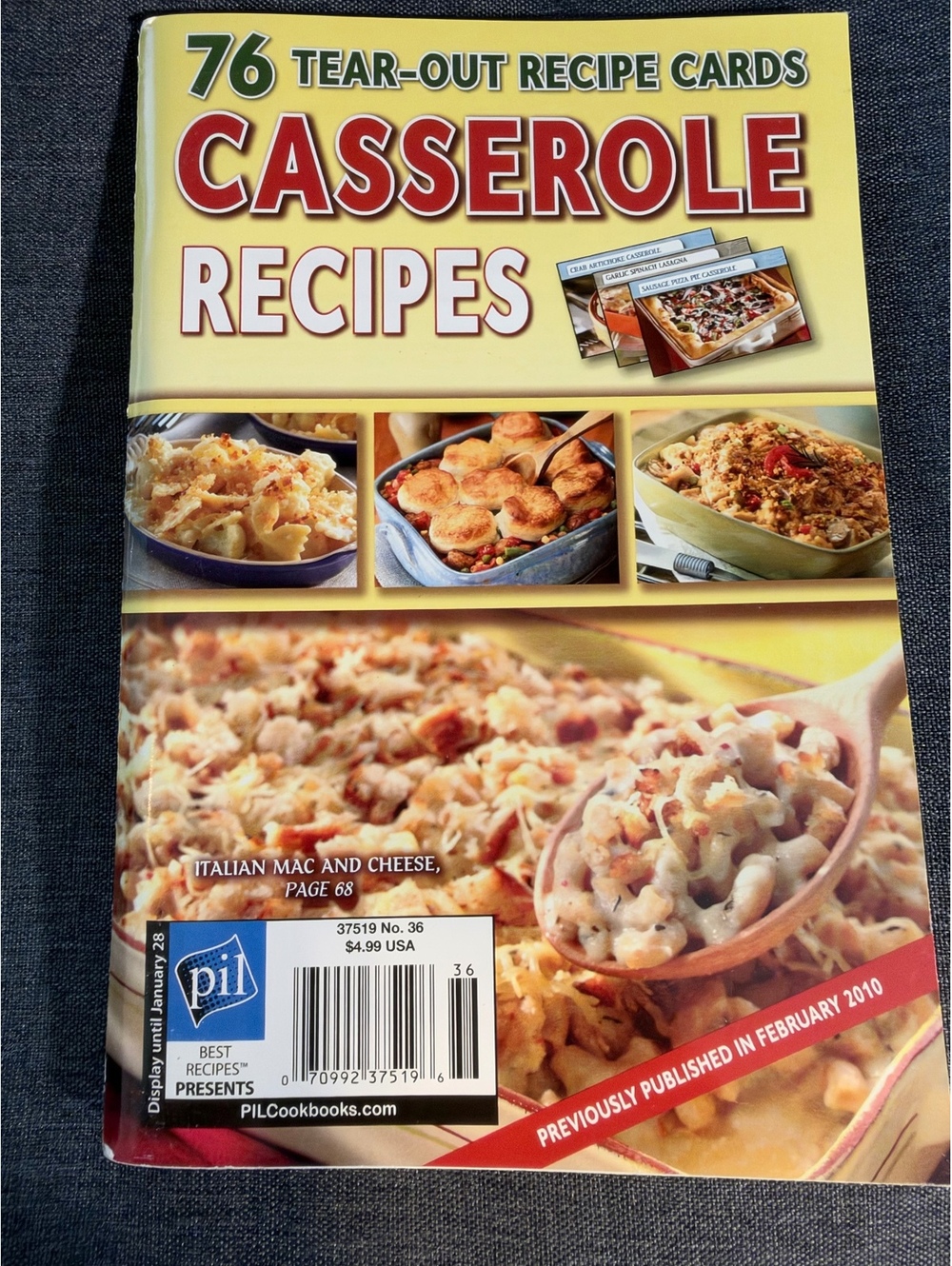 76 Tear-Out Recipe Cards: Casserole Recipes Cookbook by Publications Intl